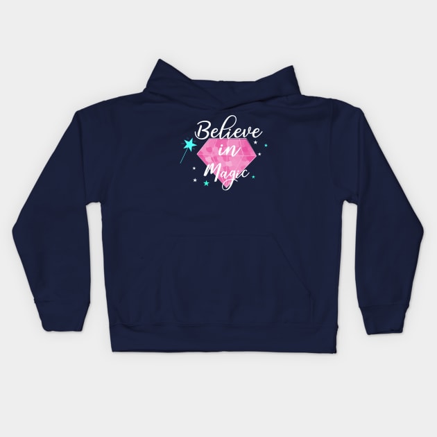 Believe In Magic Inspiration Positive Quote Kids Hoodie by Squeak Art